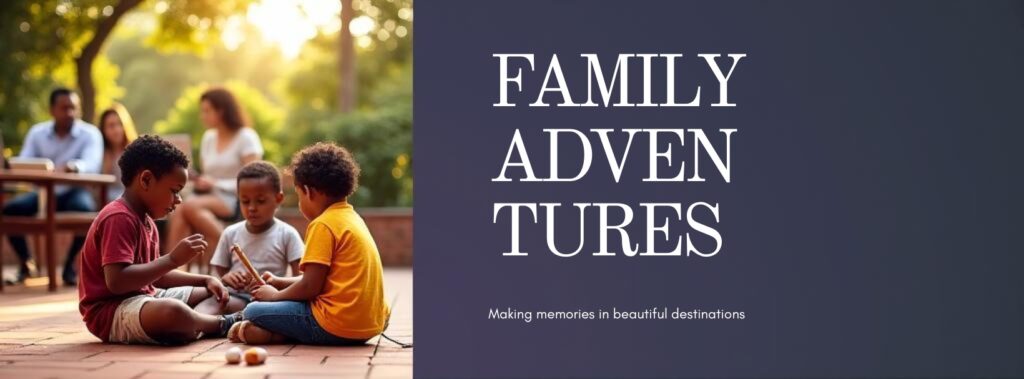 Children playing together outdoors at a worldschooling pop-up hub while parents work nearby